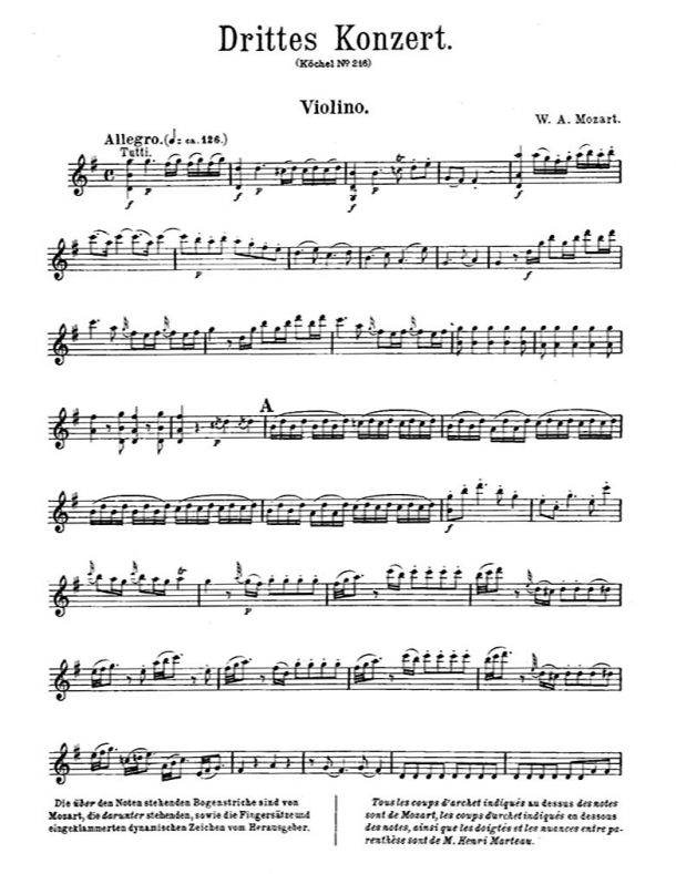 Mozart - Violin Concerto No. 3, K. 216 - Violin Solo Part