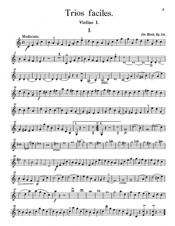 Bloch - Easy Trios for Violin