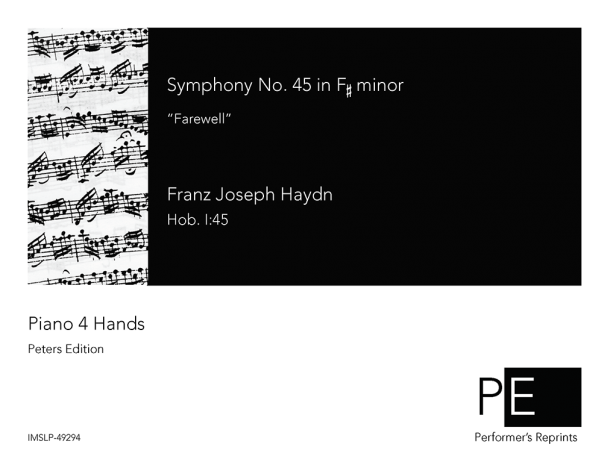 Haydn - Symphony No. 45 in F# minor 'Farewell' - For Piano 4 Hands
