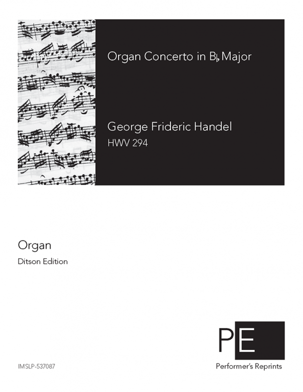 Handel - Organ Concerto in Bb Major - For Organ Solo