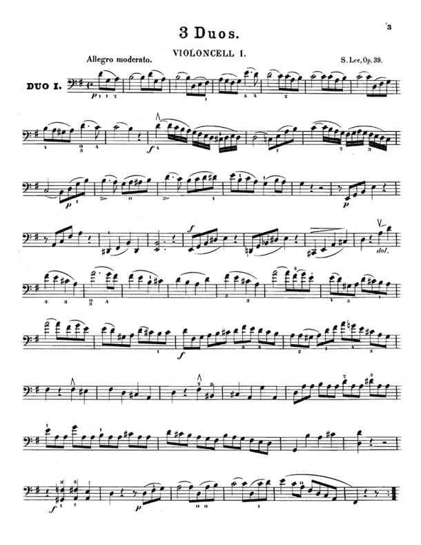 Lee - 3 Duets for 2 Cellos, Op. 39