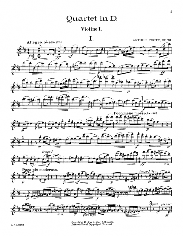 Foote - String Quartet No. 3 in D Major