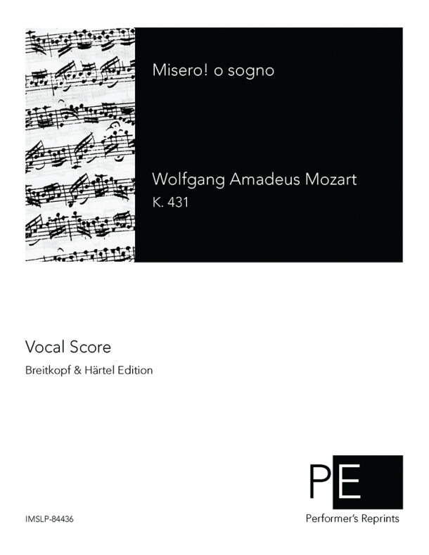 Mozart - Misero! o Sogno, K. 431 - For Voice & Piano