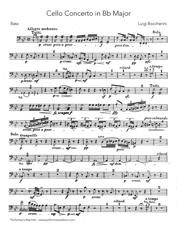 Boccherini - Cello Concerto in Bb Major G. 482 - For Cello & Orchestra (Grützmacher)