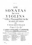 Campioni - 6 Trio Sonatas