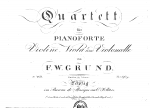 Grund - Quintet for Piano and Winds, Op. 8 - For Violin, Viola, Cello and Piano (Grund)