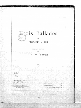 Debussy - Trois Ballades de François Villon - For Voice & Orchestra