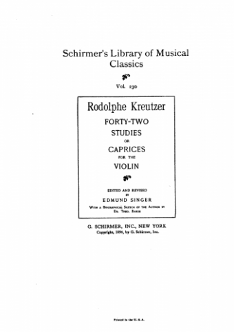Kreutzer - Études ou caprices - Violin Scores - 42 Etudes - Complete Score