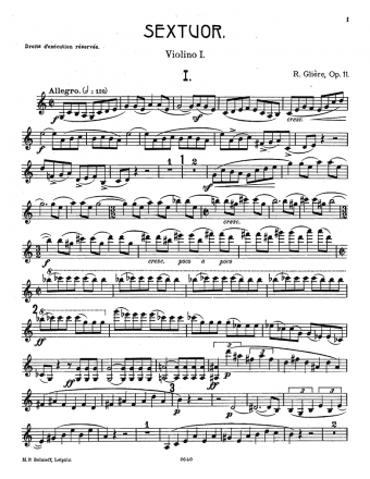 Glière - String Sextet No. 3, Op. 11
