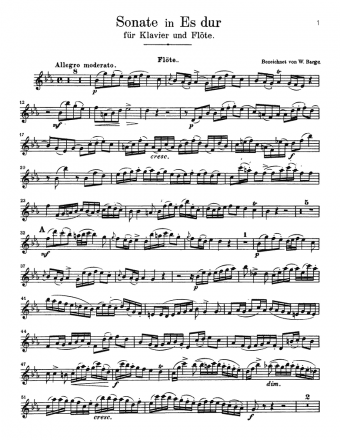 Bach - Flute Sonata in E-flat Major, H. 545 - Flute Part